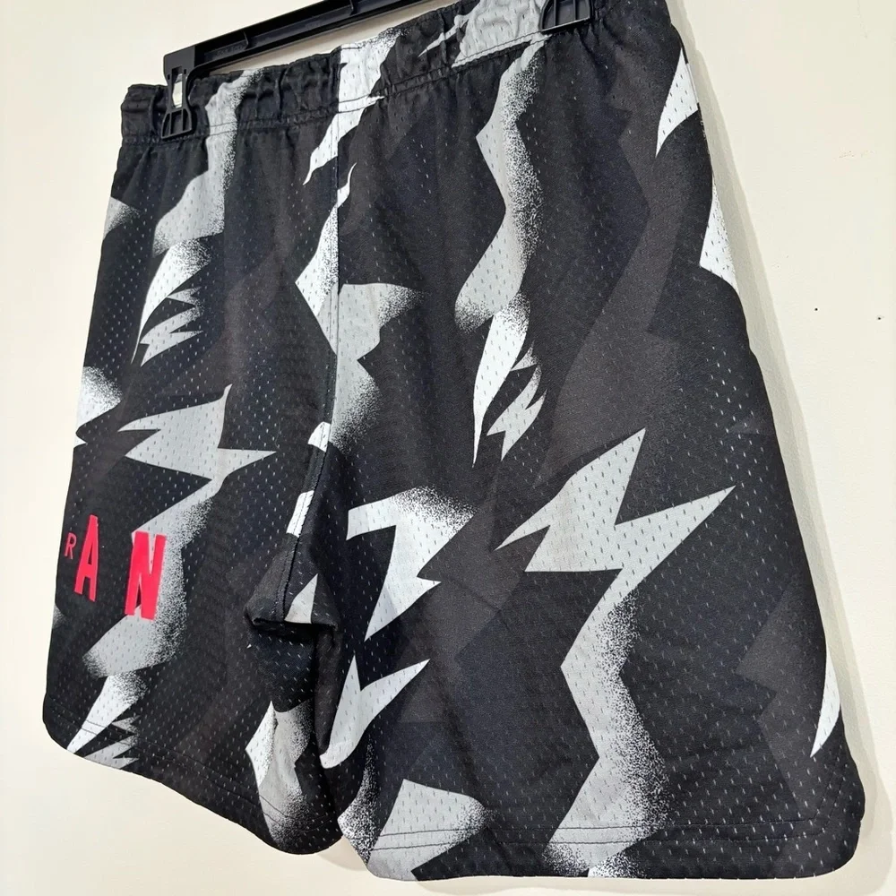 Nike Jordan Mens S Jumpman Air Tribal Printed Black Gray Pull On Mesh Shorts